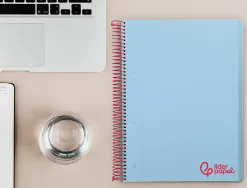 Cahier spirale liderpapel a4 micro wonder 240 pages 90g 5x5mm 4 trous 5 bandes couleurs bleu ciel
