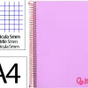 Cahier spirale liderpapel a4 micro wonder 240 pages 90g 5x5mm 4 trous 5 bandes couleurs violet