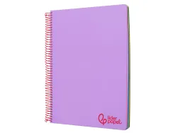 Cahier spirale liderpapel a4 micro wonder 240 pages 90g 5x5mm 4 trous 5 bandes couleurs violet