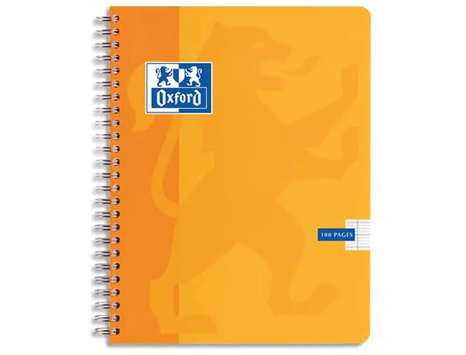 Cahier spirale oxford couverture cartonnée reliure intégrale optik paper a4 21x29,7cm 180 pages 90g 5x5mm 4 trous