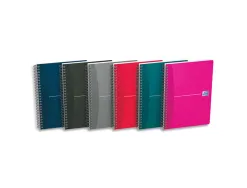 Cahier spirale oxford couverture pelliculée reliure intégrale optik paper a5 14,8x21cm 180 pages 90g 5x5mm assortis