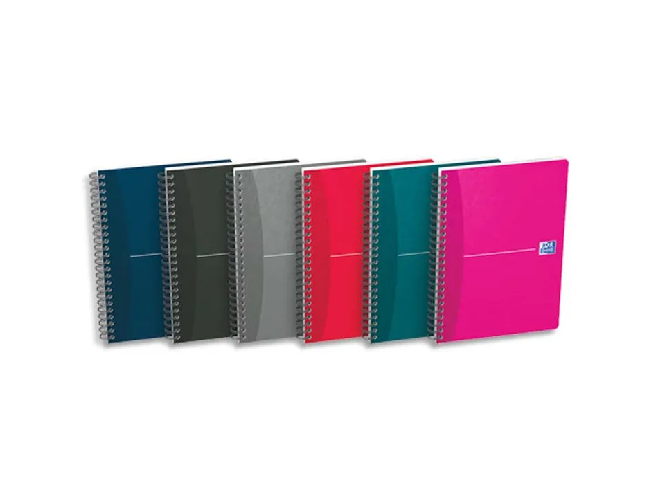 Cahier spirale oxford couverture pelliculée reliure intégrale optik paper a5 14,8x21cm 180 pages 90g 5x5mm assortis