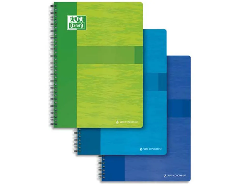 Cahier spirale oxford couverture cartonnée reliure intégrale optik paper a4 21x29,7cm 180 pages 90g séyès
