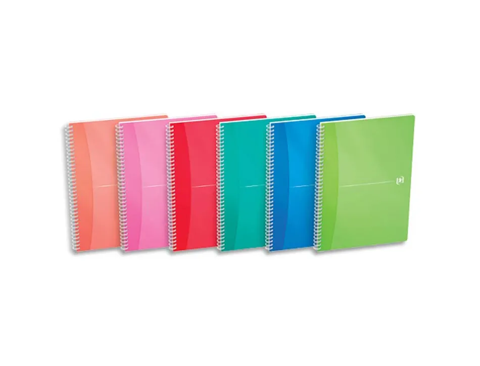 Cahier spirale oxford reliure intégrale my colours optik paper a4 21x29,7cm 180 pages 90g 5x5mm coloris assortis