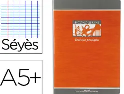 Cahier travaux pratiques piqué conquérant sept couverture offset a5+ 17x22cm 64 pages 70g 32 séyès/32 unies