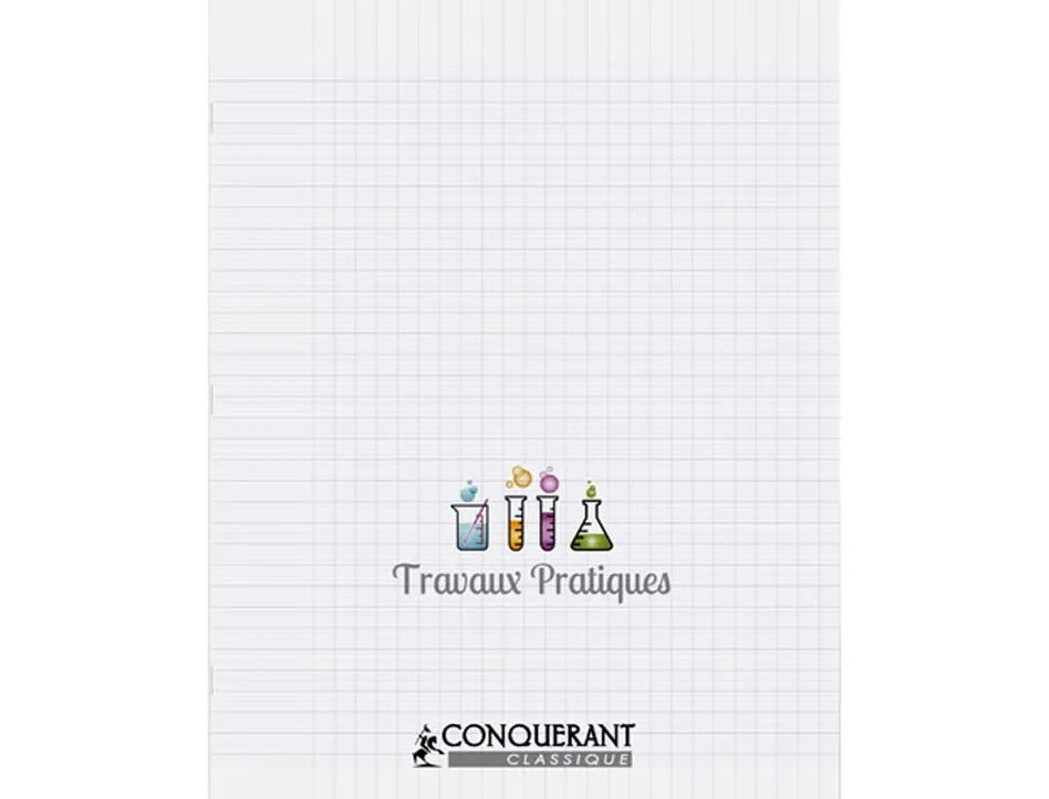 Cahier travaux pratiques conquérant classique couverture pp incolore a4+ 24x32cm 96 pages 90g dessin 90g séyès/uni