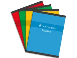 Cahier travaux pratiques piqué conquérant sept couverture offset a5+ 17x22cm 96 pages 70g 48 séyès/48 unies