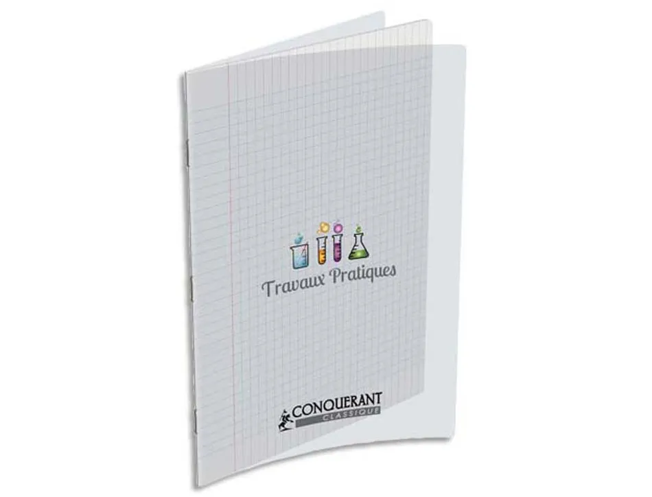 Cahier travaux pratiques conquérant classique couverture pp incolore 17x22cm 64 pages 90g dessin 90g séyès/uni