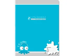 Cahier travaux pratiques conquerant agrafe couverture carte 17x22cm 32 pages unies double ligne 5mm 90g