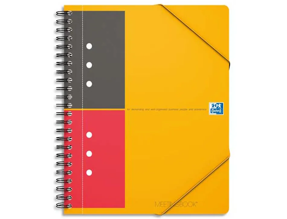 Cahier-chemise oxford meeting book optik paper couverture pp a4+ 21x32cm 160 pages ligné fermeture élastique
