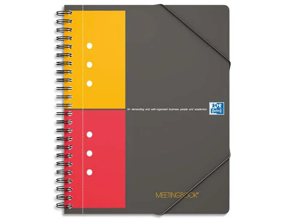 Cahier-chemise oxford meeting book optik paper couverture pp a5+ 17,8x22,5cm 160 pages 5x5mm fermeture élastique