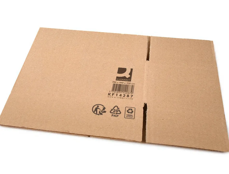 Caisse americaine q-connect ultra-resistante carton recycle double cannelure 7mm 700x440x330mm coloris kraft
