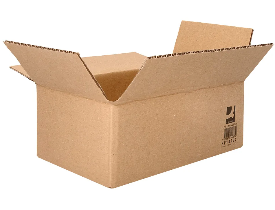 Caisse americaine q-connect ultra-resistante carton recycle double cannelure 7mm 700x440x330mm coloris kraft