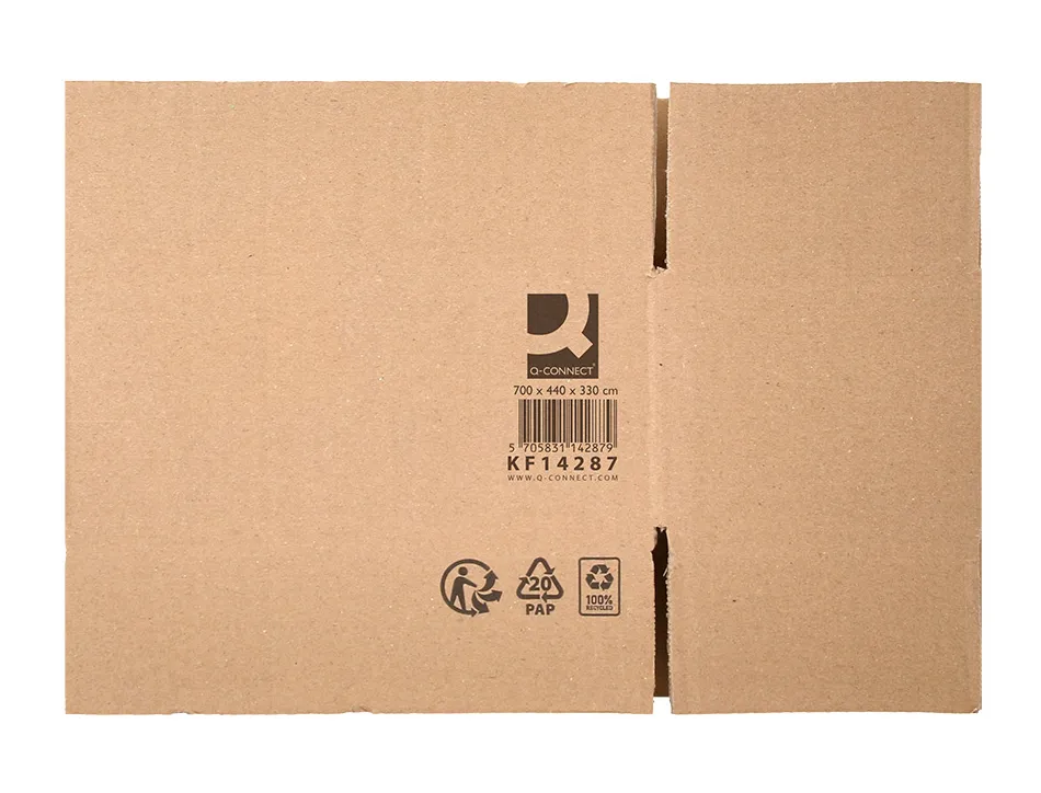 Caisse americaine q-connect ultra-resistante carton recycle double cannelure 7mm 700x440x330mm coloris kraft