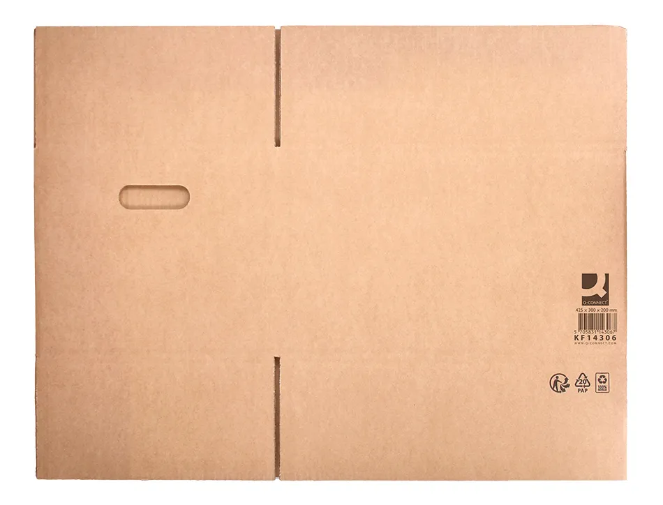 Caisse americaine q-connect fond automatique et poignees carton cannelure 5mm 425x300x200mm coloris kraft