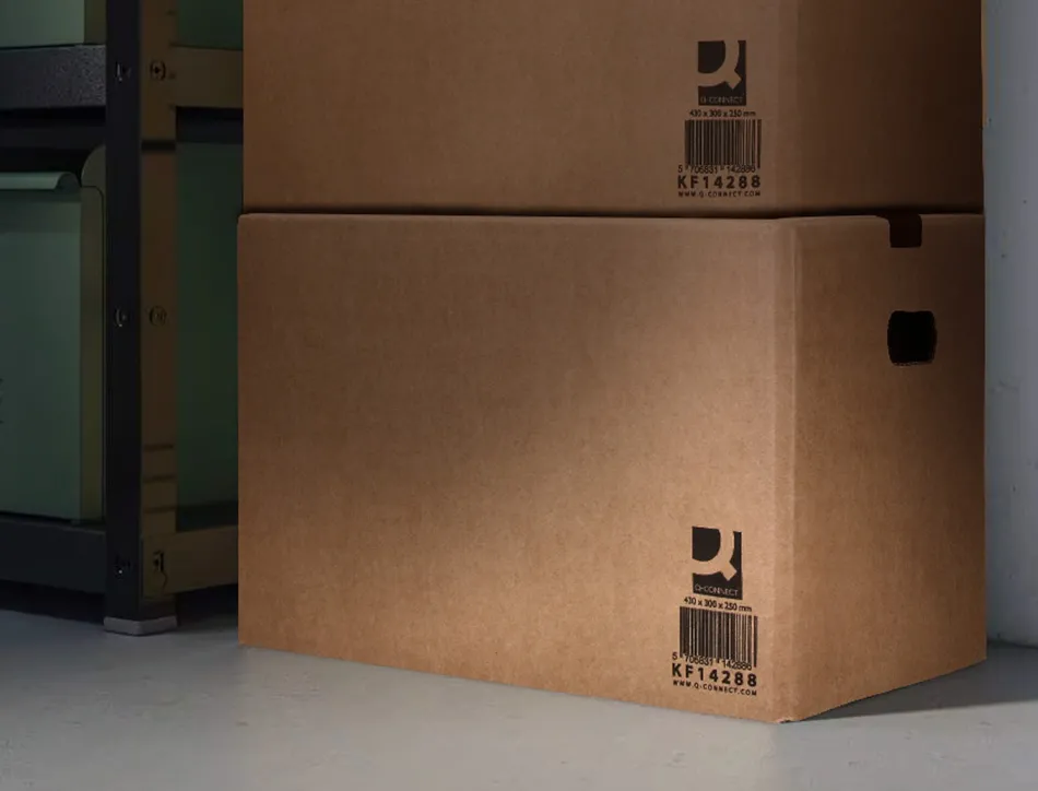 Caisse americaine q-connect fond automatique et poignees carton cannelure 5mm 425x300x200mm coloris kraft