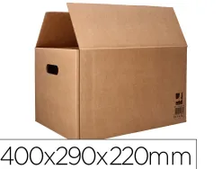 Caisse americaine q-connect avec poignees carton recycle cannelure 5mm 400x290x22mm coloris kraft