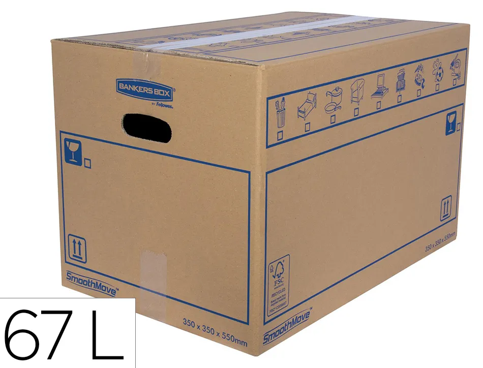 Caisse demenagement fellowes montage manuel charge moyenne capacite 67l