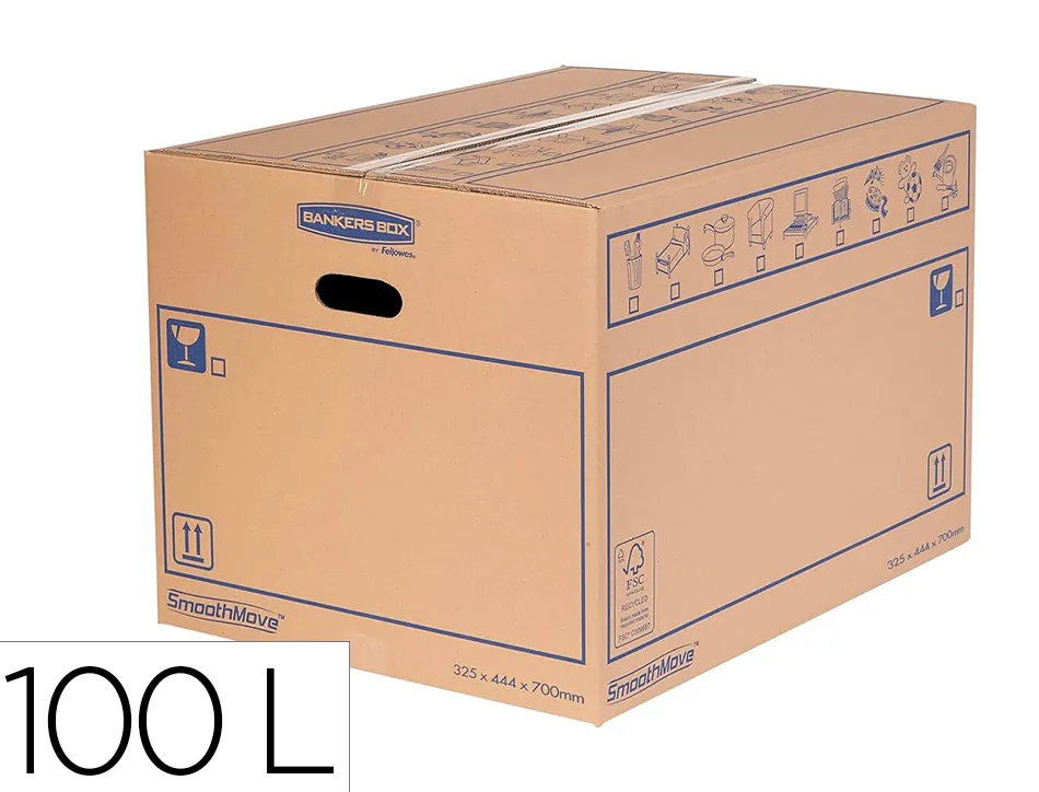 Caisse demenagement fellowes montage manuel charge moyenne capacite 100l
