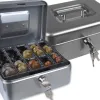 Caisse monnaie q-connect structure acier 0.8mm épaisseur plateau amovible espace billets 200x160x90mm coloris argent