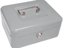 Caisse monnaie q-connect structure acier 0.8mm épaisseur plateau amovible espace billets 200x160x90mm coloris argent