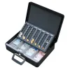 Caisse monnaie q-connect structure acier 0.8mm épaisseur plateau amovible espace billets 370x110x290mm coloris noir