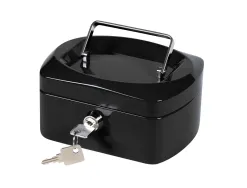 Caisse monnaie q-connect structure acier 0.8mm épaisseur plateau amovible espace billets 152x80x115mm coloris noir