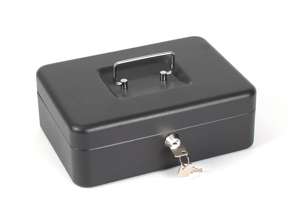 Caisse monnaie q-connect structure acier 0.8mm épaisseur plateau amovible espace billets 250x180x90mm coloris noir