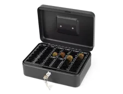 Caisse monnaie q-connect structure acier 0.8mm épaisseur plateau amovible espace billets 250x180x90mm coloris noir