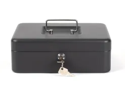 Caisse monnaie q-connect structure acier 0.8mm épaisseur plateau amovible espace billets 250x180x90mm coloris noir