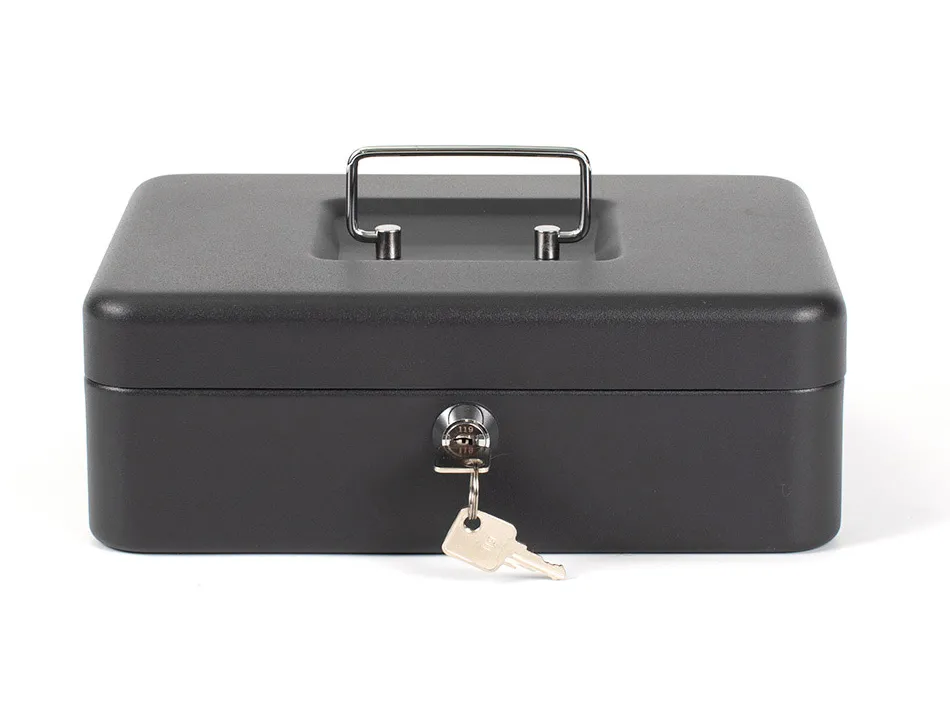 Caisse monnaie q-connect structure acier 0.8mm épaisseur plateau amovible espace billets 250x180x90mm coloris noir