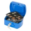 Caisse monnaie q-connect structure acier 0.8mm épaisseur plateau amovible espace billets 152x80x115mm coloris bleu