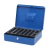 Caisse monnaie q-connect structure acier 0.8mm épaisseur plateau amovible espace billets 300x240x90mm coloris bleu