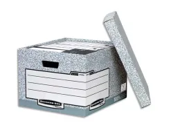 Caisse standard bankers box l40,4 x h29,2 x p33,5 cm montage automatique carton recyclé gris blanc