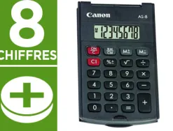 Calculatrice canon poche as-8 8 chiffres couvercle rabattable de protection