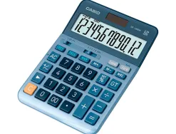 Calculatrice casio bureau 4 operations calcul taxe pourcentage correction rapide boitier couleur bleu