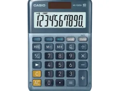 Calculatrice casio bureau ms100em gran ecran 10 chiffres euro convertisseur memoire solaire/pile couleur