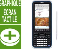 Calculatrice casio graphique fx-cp400+e écran tactile fonctions avancées présentation résultats diaporama