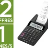 Calculatrice casio imprimante hr-150rce avec adaptateur 12 chiffres vitesse impression 2 lignes/seconde coloris noir