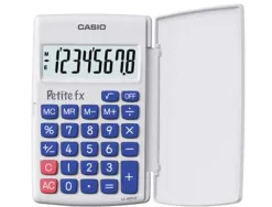 Calculatrice casio petite fx 8 chiffres avec couvercle 70g coloris blanc