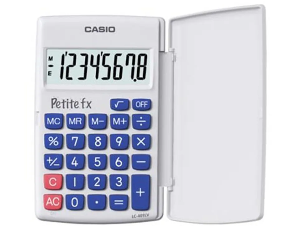 Calculatrice casio petite fx 8 chiffres avec couvercle 70g coloris blanc
