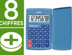 Calculatrice casio scientifique petite fx 4 opérations grand écran spécial enfants mémoire pile 120x75x10.7mm 70g bleu