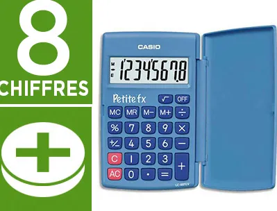 Calculatrice casio scientifique petite fx 4 opérations grand écran spécial enfants mémoire pile 120x75x10.7mm 70g bleu