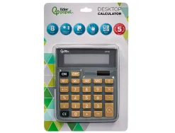 Calculatrice de bureau liderpapel xf18 8 chiffres solaire et piles 127x105x24 mm coloris gris