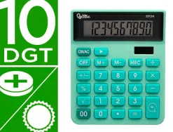 Calculatrice de bureau liderpapel xf24 10 chiffres solaire et piles 127x105x24 mm coloris vert
