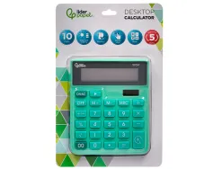 Calculatrice de bureau liderpapel xf24 10 chiffres solaire et piles 127x105x24 mm coloris vert