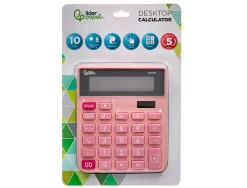 Calculatrice de bureau liderpapel xf20 10 chiffres solaire et piles 127x105x24 mm coloris rose