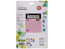 Calculatrice de bureau liderpapel xf20 10 chiffres solaire et piles 127x105x24 mm coloris rose