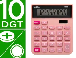 Calculatrice de bureau liderpapel xf20 10 chiffres solaire et piles 127x105x24 mm coloris rose