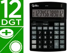 Calculatrice de bureau liderpapel xf29 12 chiffres taxes solaire et piles coloris noir 190x140x30 mm